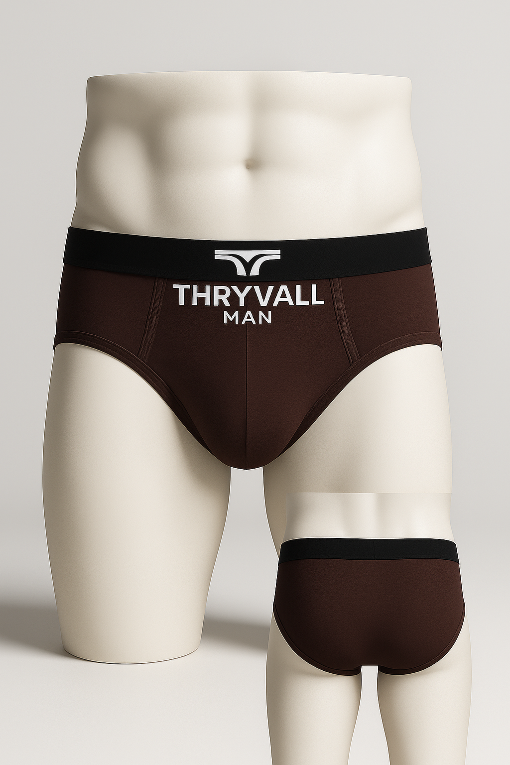 Thryvall Men’s Brief – Chocolate Brown (with Black Waistband)