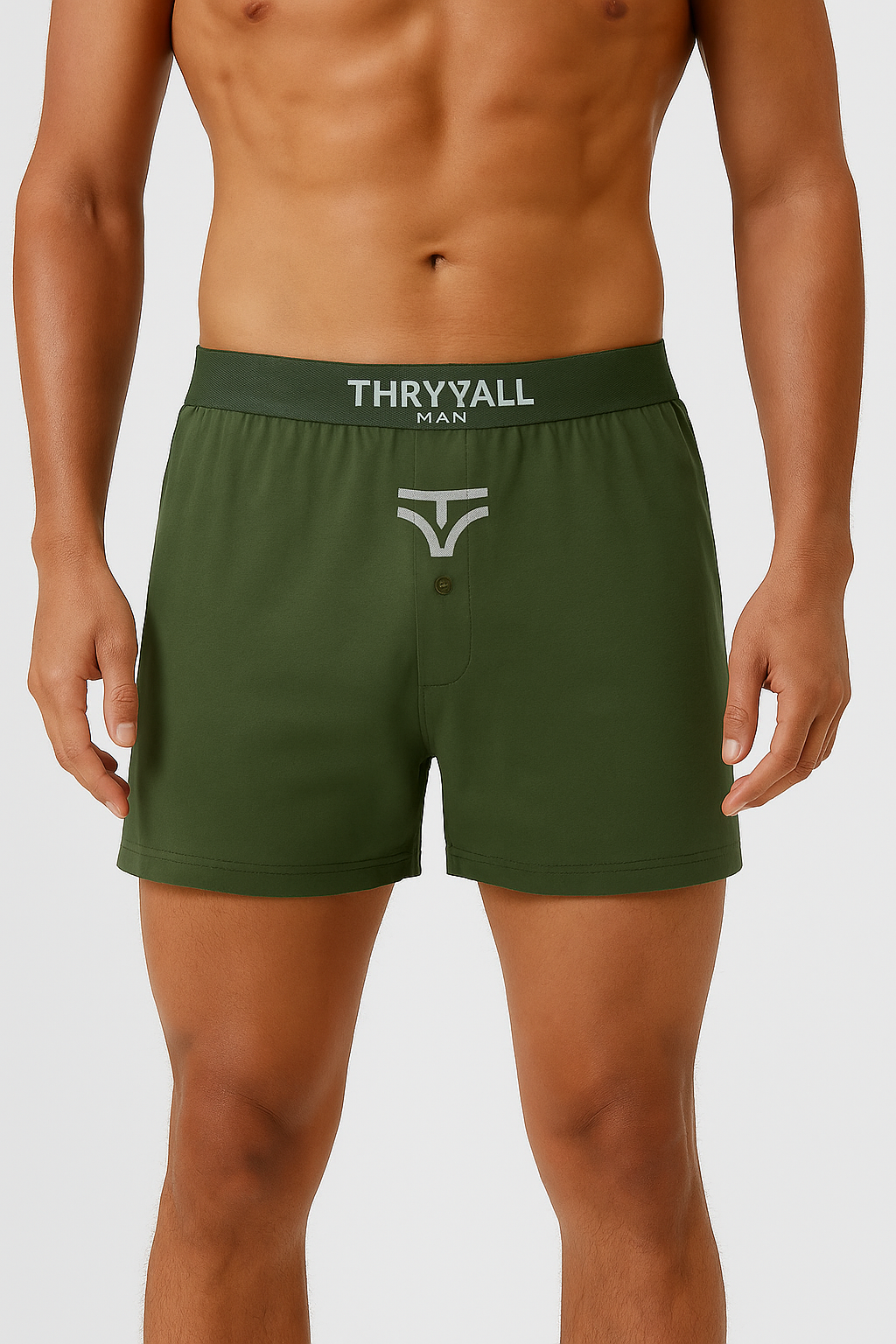 Thryvall Men’s Classic Boxer – Forest Green (with Dark Green Waistband)